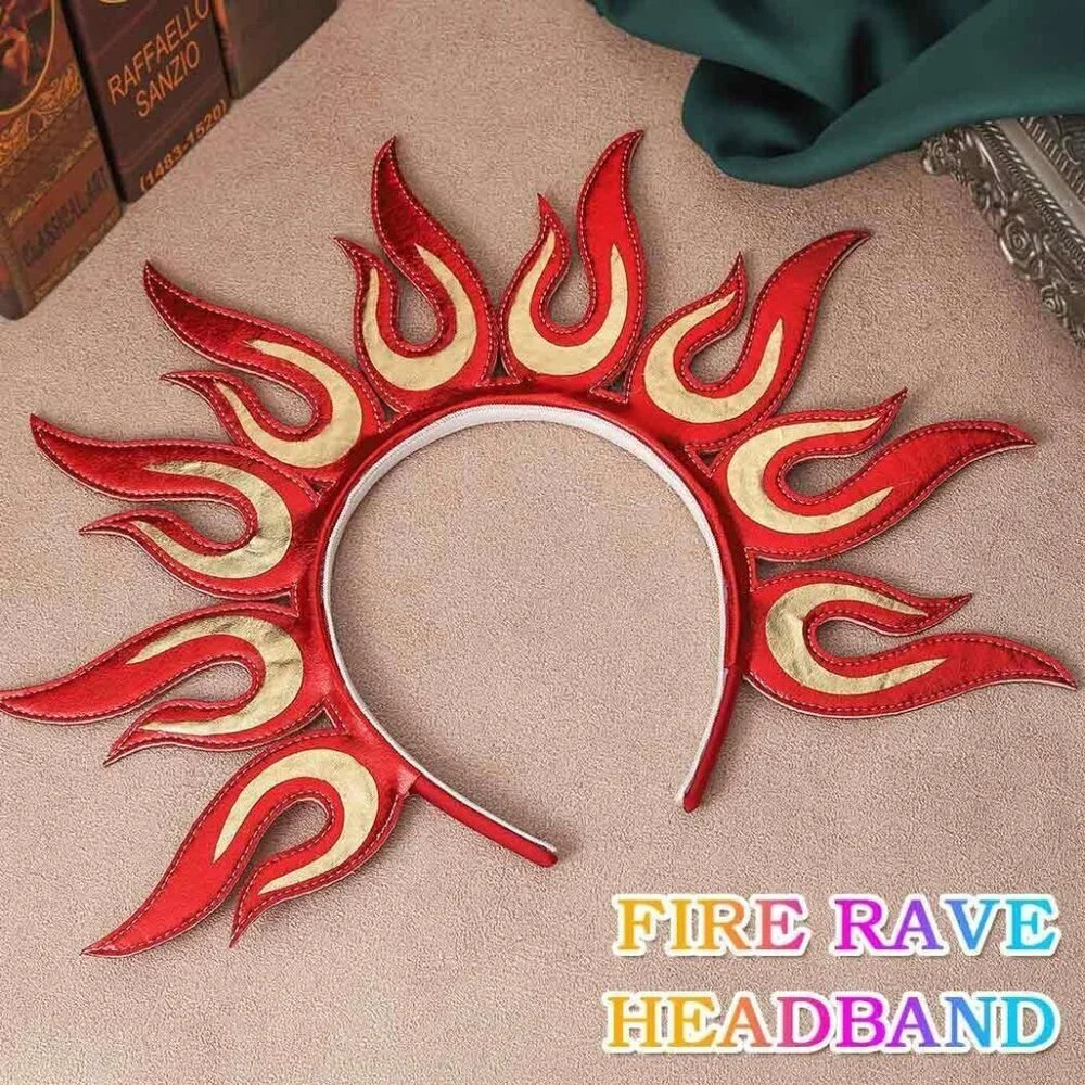 Red Flame Headband Festival Hair Accessories for Women Girls Halloween
